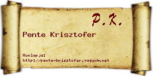 Pente Krisztofer névjegykártya